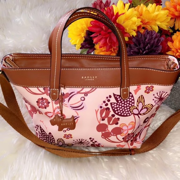 RADLEY LONDON Handbags - RADLEY LONDON Pink and Brown Floral Tote